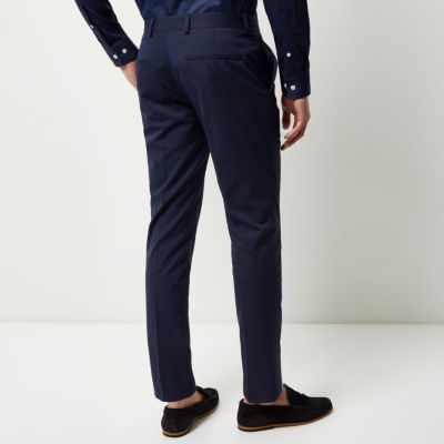 Dark blue skinny fit suit trousers